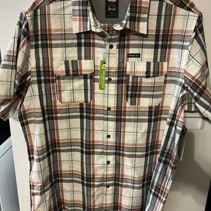 Wrangler Men's Casual Plaid Shirt‎ - White, Blue, Brown